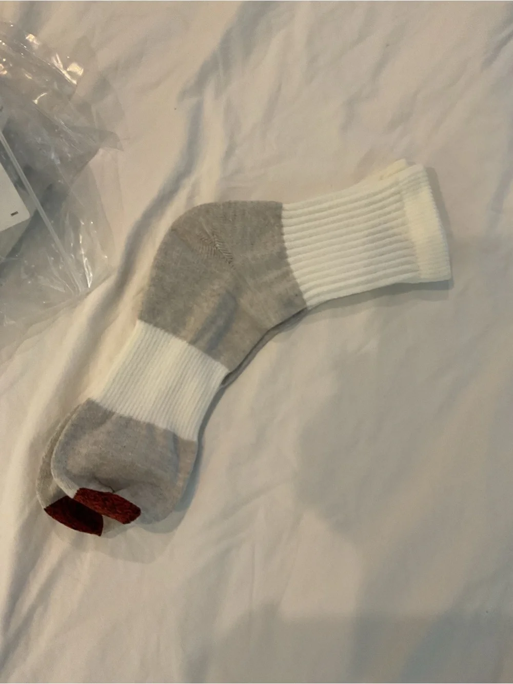 Duluth Trading Co White Crew Work Socks with Red Toe Accents - Pack of 3